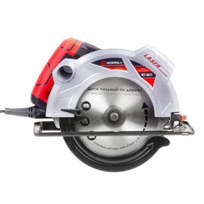 Будкрам купити Пила дисковая 1800Вт, 5000об/мин, угол 90-45, глубина распила 73-48мм, диск 210мм*30мм, 40 зубов, лазер INTERTOOL WT-0621