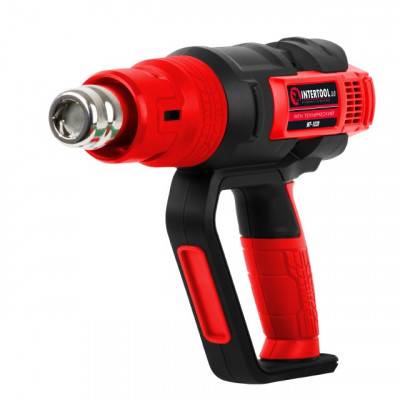 Будкрам купити Фен технический 2000 Вт, 3 режима, плавная регулировка, 50°C-600°C, 250л/мин-500л/мин, 4 насадки, скребок, кейс. INTERTOOL WT-1030