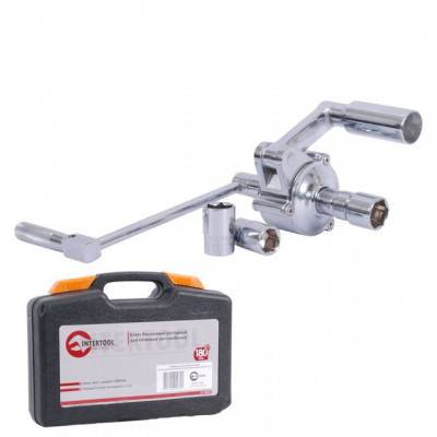 Будкрам купить Ключ баллонный роторный для легковых автомобилей 180мм, передаточное отношение 1:16, макc. крут. момент 1000Nm, головки 17, 19, 21мм, пластиковый кейс INTERTOOL XT-0003