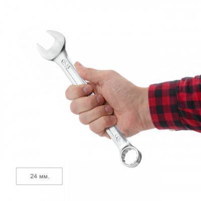 Будкрам купити Ключ комбинированный 24 мм Cr-V, покрытие сатин-хром; PROF DIN3113 INTERTOOL XT-1024 Ключ комбинированный 24 мм Cr-V, покрытие сатин-хром; PROF DIN3113 INTERTOOL XT-1024 4