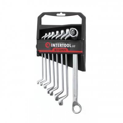 Будкрам купити Набор накидных ключей 8шт., 6-22мм Cr-V, покрытие сатин-хром; DIN838 STORM INTERTOOL XT-1202