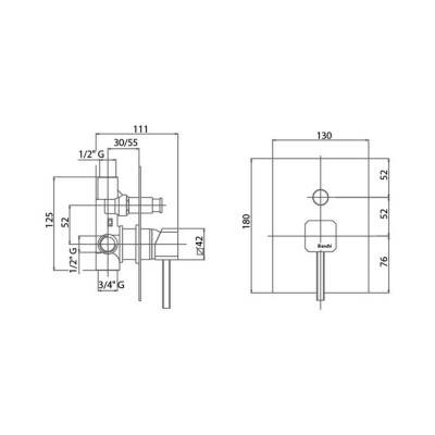 Будкрам купить Смеситель скрытого монтажа для душа Bianchi Kubik INDKBK2010CRM на два потребителя Смеситель скрытого монтажа для душа Bianchi Kubik INDKBK2010CRM на два потребителя 2