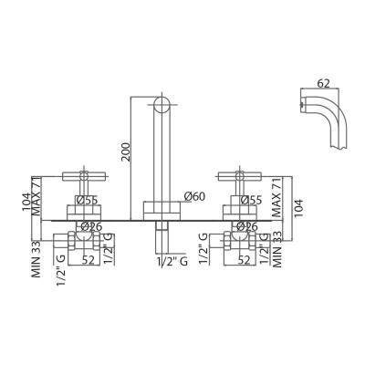 Будкрам купить Смеситель для раковины скрытого монтажа Bianchi Amelix LVBAML1105CRM Смеситель для раковины скрытого монтажа Bianchi Amelix LVBAML1105CRM 2