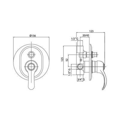 Будкрам купить Смеситель скрытого монтажа для душа Bianchi Class INDCLS2010NBLC на два потребителя Смеситель скрытого монтажа для душа Bianchi Class INDCLS2010NBLC на два потребителя 2