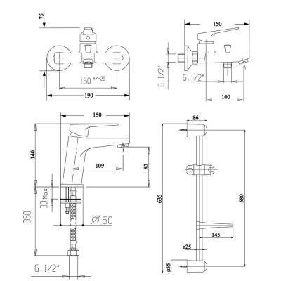 Будкрам купить Набор смесителей Bianchi Bonny KITBON2021SMCRM Набор смесителей Bianchi Bonny KITBON2021SMCRM 2