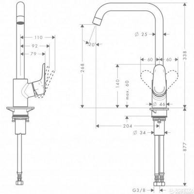 Будкрам купити Змішувач для кухні Hansgrohe Ecos L 14816000 Змішувач для кухні Hansgrohe Ecos L 14816000 2