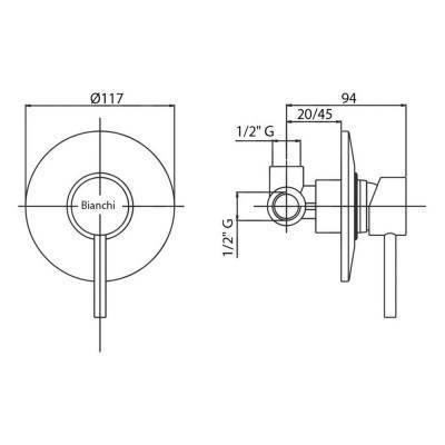 Будкрам купить Смеситель скрытого монтажа для душа Bianchi Bonny INDBON2007CRM Смеситель скрытого монтажа для душа Bianchi Bonny INDBON2007CRM 2