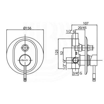 Будкрам купить Смеситель скрытого монтажа для душа Bianchi Bonny INDBON2010CRM на два потребителя Смеситель скрытого монтажа для душа Bianchi Bonny INDBON2010CRM на два потребителя 2