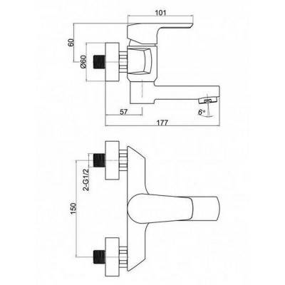 Будкрам купить Смеситель для ванны Qtap Tenso CRM 006AN Смеситель для ванны Qtap Tenso CRM 006AN 2