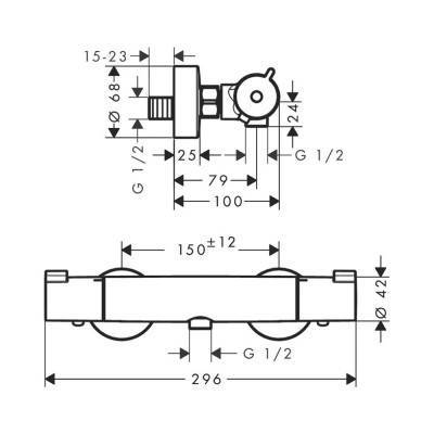Будкрам купити Змішувач для душу термостатичний Hansgrohe Ecostat 13211000 Змішувач для душу термостатичний Hansgrohe Ecostat 13211000 2