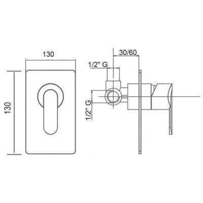 Будкрам купить Смеситель скрытого монтажа для душа Bianchi Dream INDDRM2007CRM Смеситель скрытого монтажа для душа Bianchi Dream INDDRM2007CRM 2