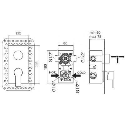 Будкрам купить Смеситель скрытого монтажа для душа Bianchi Dream INDDRM2303CRM на два потребителя Смеситель скрытого монтажа для душа Bianchi Dream INDDRM2303CRM на два потребителя 2