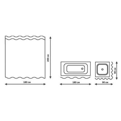 Будкрам купить Шторка для ванной Qtap Tessoro PA05115 180х200 Шторка для ванной Qtap Tessoro PA05115 180х200 2