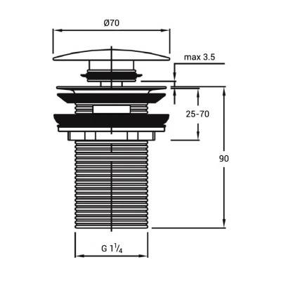 Будкрам купити Донний клапан для раковини Qtap F008-1 WHI з переливом Донний клапан для раковини Qtap F008-1 WHI з переливом 2