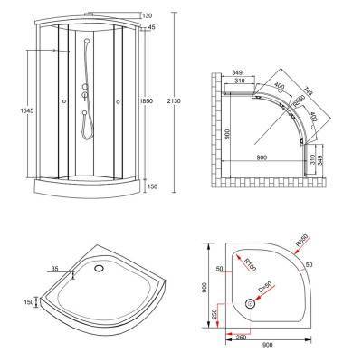 Будкрам купить Душевой бокс Qtap SB9090.1 SAT (Black/Grey) Душевой бокс Qtap SB9090.1 SAT (Black/Grey) 2