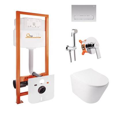 Будкрам купити Комплект Qtap інсталяція Nest QTNESTM425M08CRM + унітаз з сидінням Swan QT16335178W + набір для гігієнічного душу зі змішувачем Form QTFORMCRM001AB