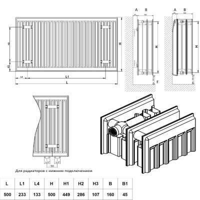 Будкрам купити Радіатор сталевий Daylux 33-к 500х500 бокове підключення Радіатор сталевий Daylux 33-к 500х500 бокове підключення 2