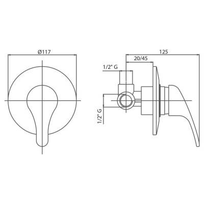 Будкрам купить Смеситель скрытого монтажа для душа Bianchi Star INDSTR2007STRCRM Смеситель скрытого монтажа для душа Bianchi Star INDSTR2007STRCRM 2