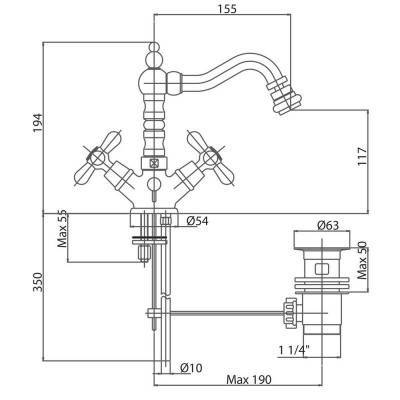 Будкрам купить Смеситель для биде Bianchi Old Fashion BIDOLF 10410A CRM с донным клапаном Смеситель для биде Bianchi Old Fashion BIDOLF 10410A CRM с донным клапаном 2