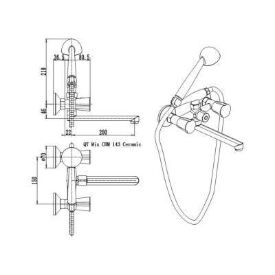 Будкрам купить Смеситель для ванны Qtap Mix CRM 143 Смеситель для ванны Qtap Mix CRM 143 2