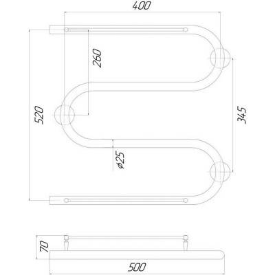 Будкрам купити Рушникосушка електрична Qtap Snake shelf (CRM) 500x500 LE з полотенцедержателем Рушникосушка електрична Qtap Snake shelf (CRM) 500x500 LE з полотенцедержателем 2