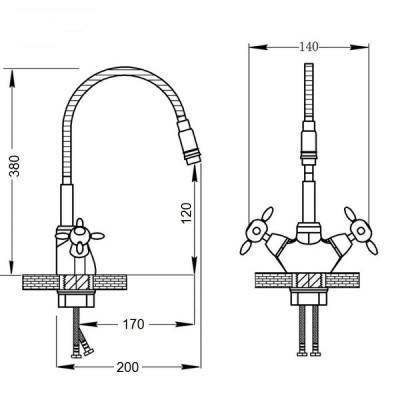 Будкрам купить Смеситель для кухни с рефлекторным изливом Potato P5864 Смеситель для кухни с рефлекторным изливом Potato P5864 2