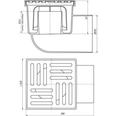 Будкрам купити Трап ANI Plast TA1110 горизонтальний з пластиковою решіткою 150х150 Трап ANI Plast TA1110 горизонтальний з пластиковою решіткою 150х150 2