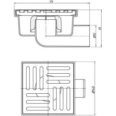 Будкрам купити Трап ANI Plast TA5112 горизонтальний з нержавіючої гратами 150х150 Трап ANI Plast TA5112 горизонтальний з нержавіючої гратами 150х150 2