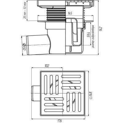 Будкрам купити Трап ANI Plast TA5610 горизонтальний з пластиковою решіткою 150х150 Трап ANI Plast TA5610 горизонтальний з пластиковою решіткою 150х150 2