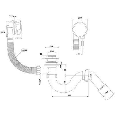 Будкрам купити Сифон для ванни ANI Plast EM311 Сифон для ванни ANI Plast EM311 2