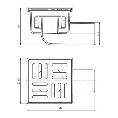 Будкрам купити Трап ANI Plast TQ5102 горизонтальний з нержавіючої гратами 100x100 Трап ANI Plast TQ5102 горизонтальний з нержавіючої гратами 100x100 2