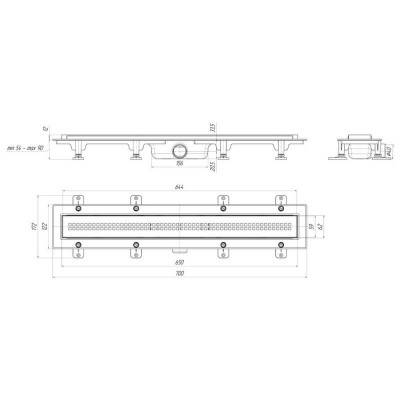 Будкрам купить Трап линейный ANI Plast TLQ1265G "Риф" с нержавеющей решеткой 635х49