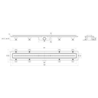 Будкрам купить Трап линейный ANI Plast TLQ1285G "Риф" с нержавеющей решеткой 835х49