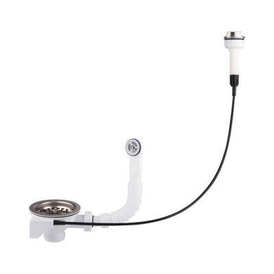 Будкрам купити Перелив для мийки круглий ANI Plast NM320SLEU напівавтомат з нержавіючої сіткою 3 1/2"