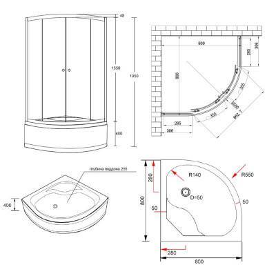 Будкрам купить Душевая кабина Lidz Wieza SC80x80.SAT.HIGH.L Linie Душевая кабина Lidz Wieza SC80x80.SAT.HIGH.L Linie 2