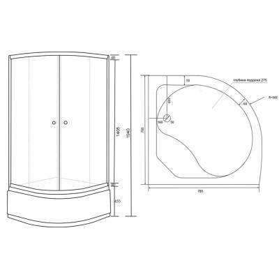 Будкрам купити Душова кабіна Lidz Latwa SC80x80.SAT.HIGH.GR Душова кабіна Lidz Latwa SC80x80.SAT.HIGH.GR 2