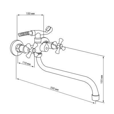 Будкрам купить Смеситель для ванны GF (CRM)S-21-140S Смеситель для ванны GF (CRM)S-21-140S 2