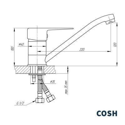 Будкрам купить Смеситель для кухни Cosh (CRM)S-01-002 Смеситель для кухни Cosh (CRM)S-01-002 2