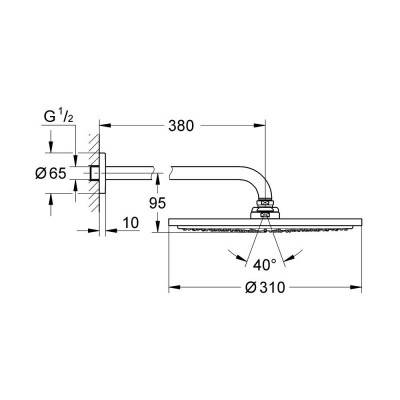 Будкрам купити Лійка для верхнього душу з тримачем Grohe Rainshower Cosmopolitan 310 26056000 Лійка для верхнього душу з тримачем Grohe Rainshower Cosmopolitan 310 26056000 2