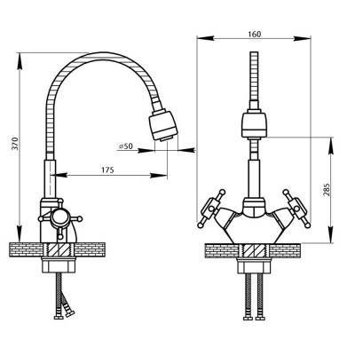 Будкрам купить Смеситель для кухни с рефлекторным изливом GF (CRM)S-21-260AF Смеситель для кухни с рефлекторным изливом GF (CRM)S-21-260AF 2