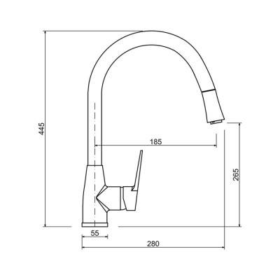 Будкрам купить Смеситель для кухни с выдвижным изливом GF (NKS)S-11-013F Смеситель для кухни с выдвижным изливом GF (NKS)S-11-013F 2