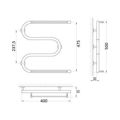Будкрам купити Полотенцесушитель водяний змійовик D 25х3 / 4 " 50х40 з полотенцедержателем Полотенцесушитель водяний змійовик D 25х3 / 4 " 50х40 з полотенцедержателем 2