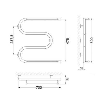 Будкрам купить Полотенцесушитель водяной Змеевик D 25х3/4" 50х70 с полотенцедержателем Полотенцесушитель водяной Змеевик D 25х3/4" 50х70 с полотенцедержателем 2