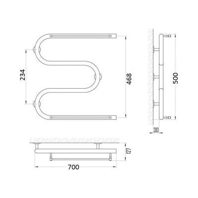 Будкрам купити Полотенцесушитель водяний змійовик D 32х1 " 50х70 з полотенцедержателем Полотенцесушитель водяний змійовик D 32х1 " 50х70 з полотенцедержателем 2