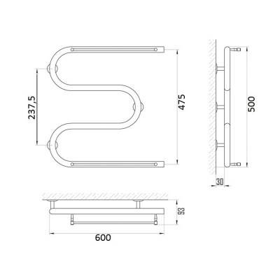 Будкрам купити Полотенцесушитель водяний змійовик D 25х1 / 2 " 50х60 з полотенцедержателем Полотенцесушитель водяний змійовик D 25х1 / 2 " 50х60 з полотенцедержателем 2