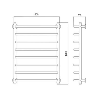 Будкрам купить Полотенцесушитель водяной Трапеция D 38/25 50х120 Полотенцесушитель водяной Трапеция D 38/25 50х120 2