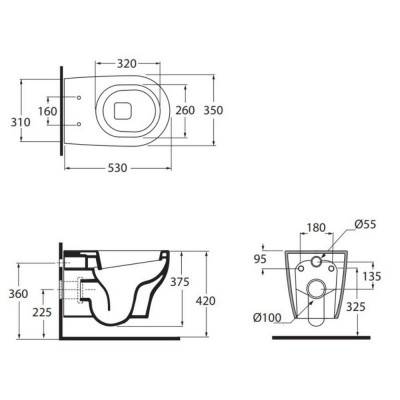 Будкрам купить Унитаз подвесной Azzurra Pratica PRA100B1SOSP Унитаз подвесной Azzurra Pratica PRA100B1SOSP 2