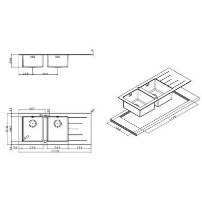 Будкрам купити Кухонна Мийка Apell Pura PU1162IRBC Brushed Кухонна Мийка Apell Pura PU1162IRBC Brushed 2