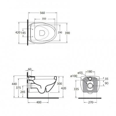 Будкрам купити Унітаз підвісний Azzurra Clas + CLP100B1SOSKCLA1800F Унітаз підвісний Azzurra Clas + CLP100B1SOSKCLA1800F 2