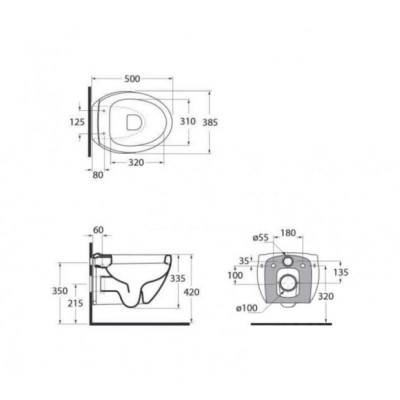 Будкрам купити Унітаз підвісний Azzurra Clas + CLP150B1SOSKCLA1800F Унітаз підвісний Azzurra Clas + CLP150B1SOSKCLA1800F 2